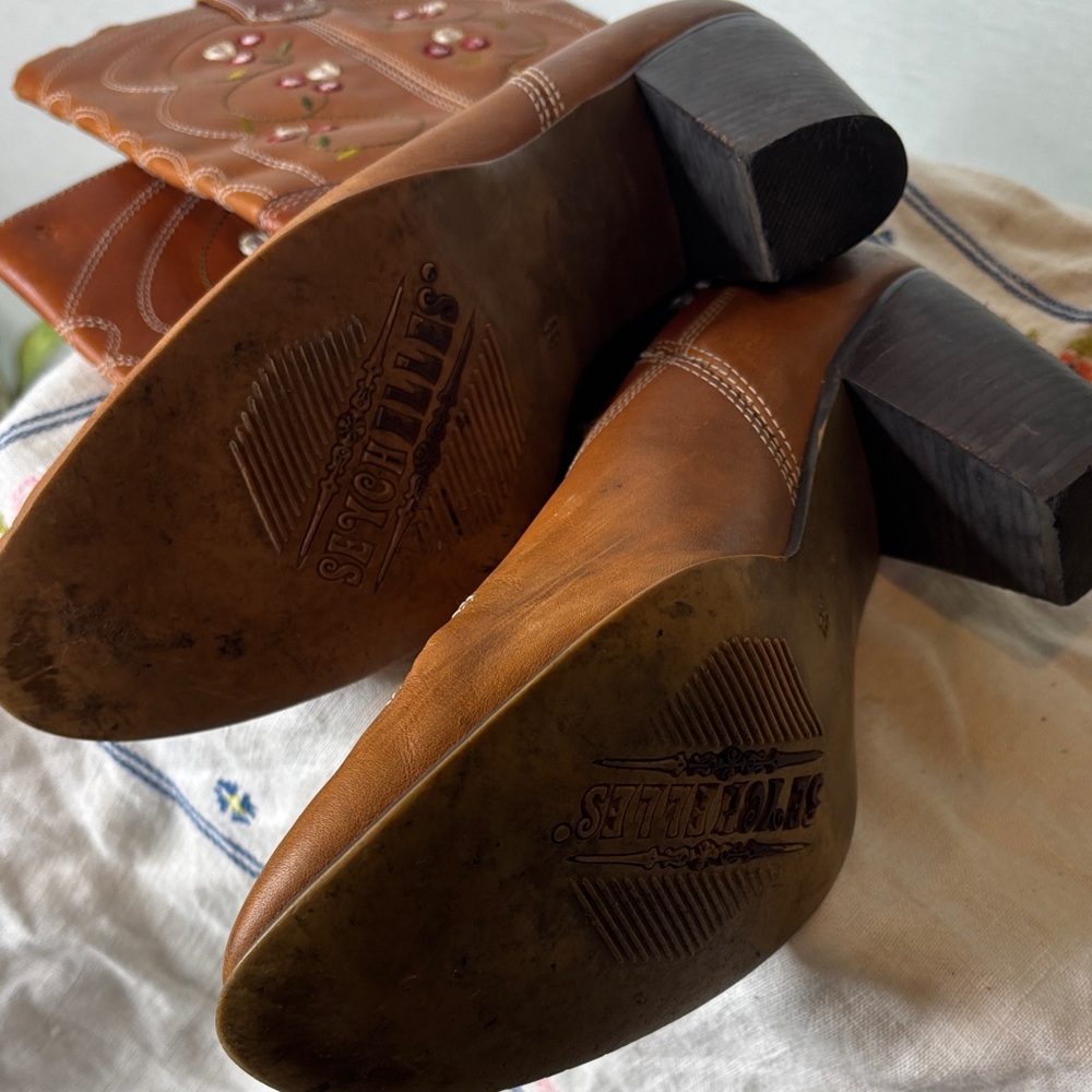 Anthropologie Seychelles Brown Floral Embroidered Women's western Boots 8.5 - Picture 5 of 5
